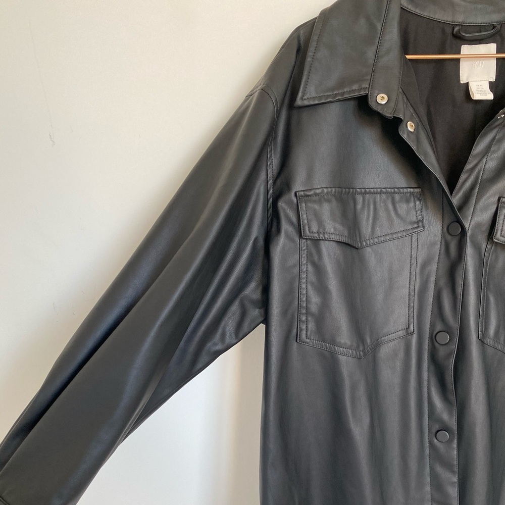 Oversized Faux Leather Shacket